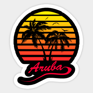 Aruba 80s Tropical Sunset Sticker